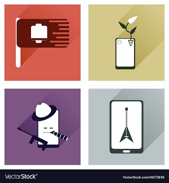 Concept of flat icons with long shadow mobile vector image