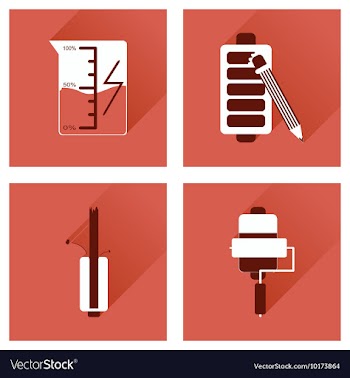 Concept of flat icons with long shadow mobile vector image