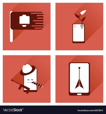 Concept of flat icons with long shadow mobile vector image