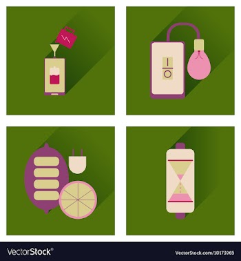 Concept of flat icons with long shadow mobile vector image
