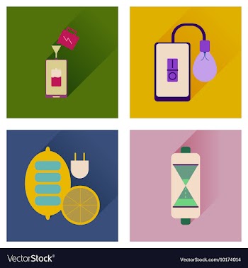 Concept of flat icons with long shadow mobile vector image
