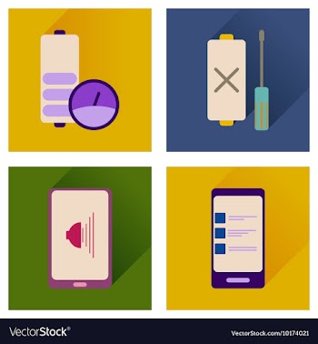 Concept of flat icons with long shadow mobile vector image