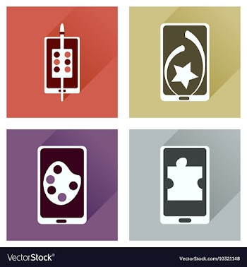 Concept of flat icons with long shadow mobile vector image