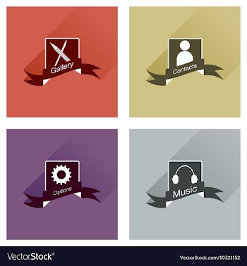 Concept of flat icons with long shadow mobile vector image