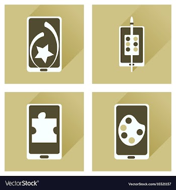 Concept of flat icons with long shadow mobile vector image