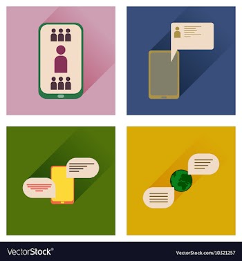Concept of flat icons with long shadow mobile vector image
