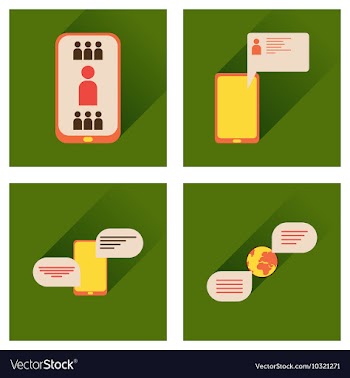 Concept of flat icons with long shadow mobile vector image