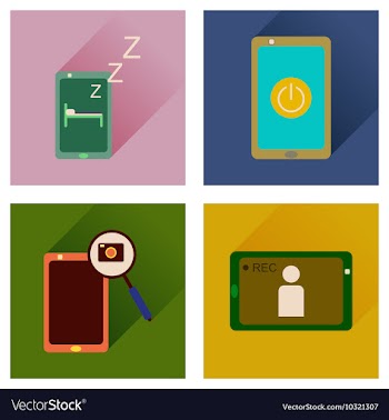 Concept of flat icons with long shadow mobile vector image