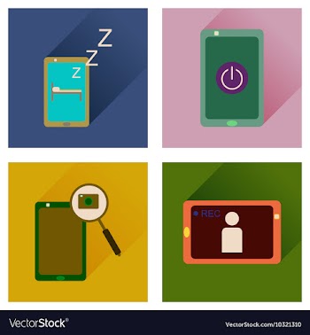 Concept of flat icons with long shadow mobile vector image