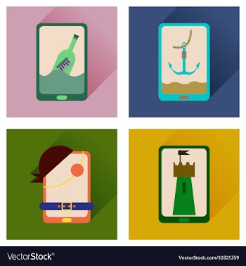 Concept of flat icons with long shadow mobile vector image