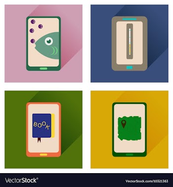Concept of flat icons with long shadow mobile vector image