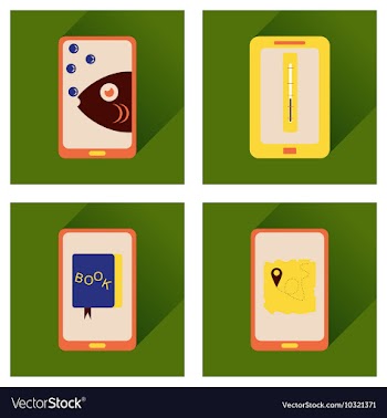 Concept of flat icons with long shadow mobile vector image