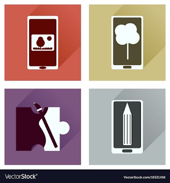 Concept of flat icons with long shadow mobile vector image