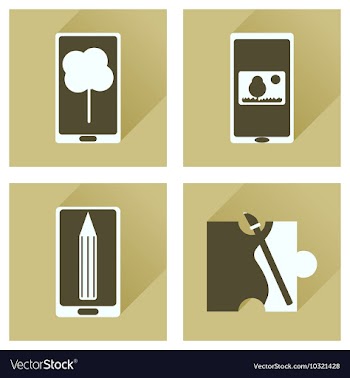 Concept of flat icons with long shadow mobile vector image