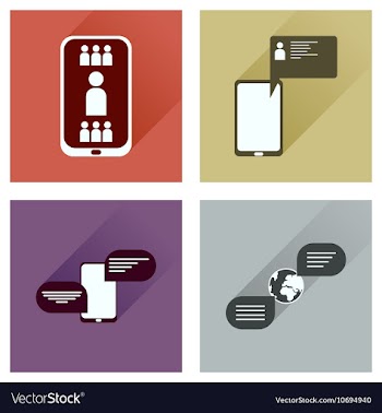Concept of flat icons with long shadow mobile vector image