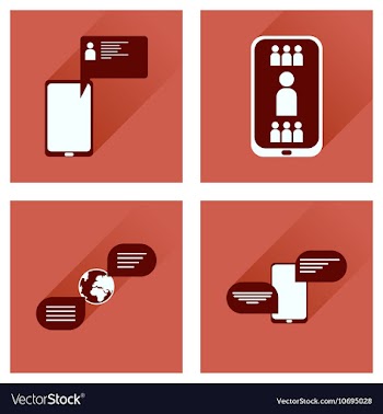 Concept of flat icons with long shadow mobile vector image