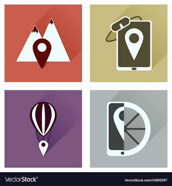 Concept of flat icons with long shadow mobile vector image