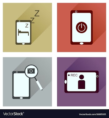 Concept of flat icons with long shadow mobile vector image
