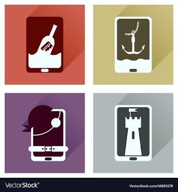 Concept of flat icons with long shadow mobile vector image