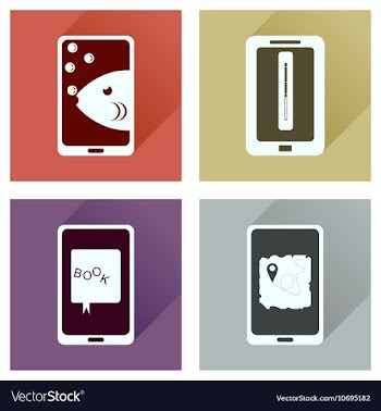 Concept of flat icons with long shadow mobile vector image