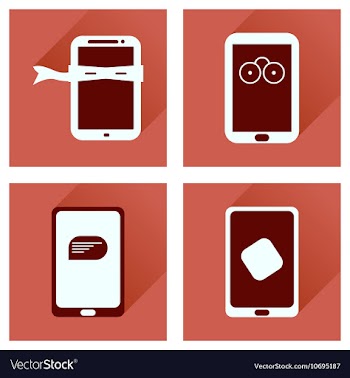 Concept of flat icons with long shadow mobile vector image