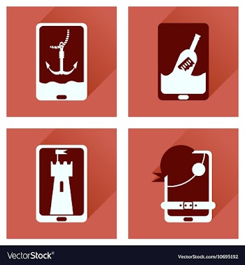 Concept of flat icons with long shadow mobile vector image