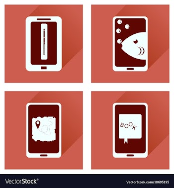 Concept of flat icons with long shadow mobile vector image