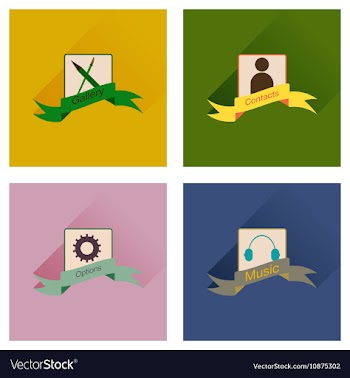 Concept of flat icons with long shadow mobile vector image