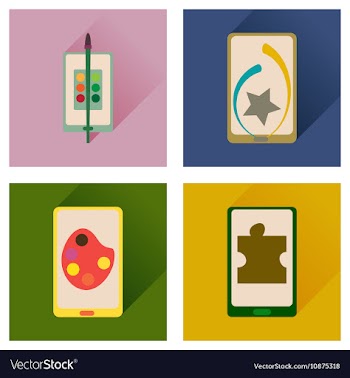 Concept of flat icons with long shadow mobile vector image