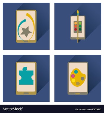 Concept of flat icons with long shadow mobile vector image