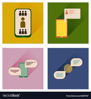 Concept of flat icons with long shadow mobile vector image