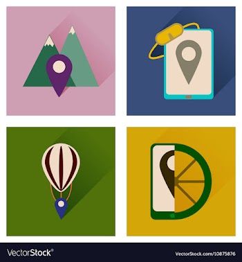 Concept of flat icons with long shadow mobile vector image