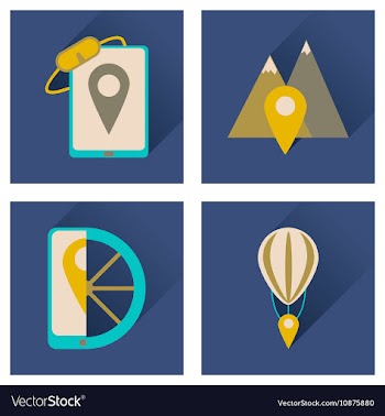 Concept of flat icons with long shadow mobile vector image