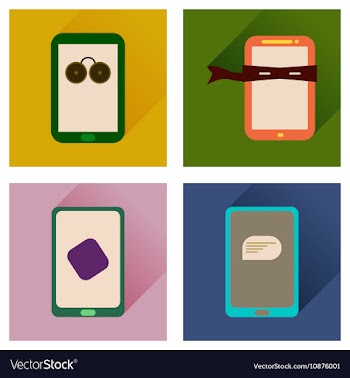 Concept of flat icons with long shadow mobile vector image