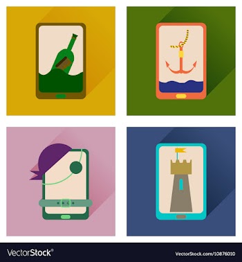 Concept of flat icons with long shadow mobile vector image