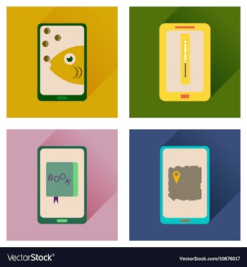 Concept of flat icons with long shadow mobile vector image