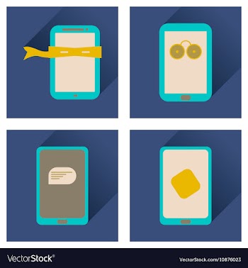 Concept of flat icons with long shadow mobile vector image