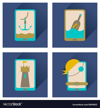 Concept of flat icons with long shadow mobile vector image