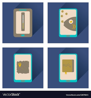 Concept of flat icons with long shadow mobile vector image