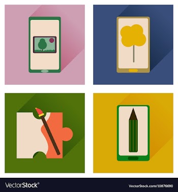 Concept of flat icons with long shadow mobile vector image
