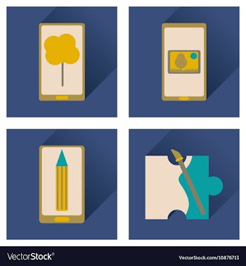 Concept of flat icons with long shadow mobile vector image