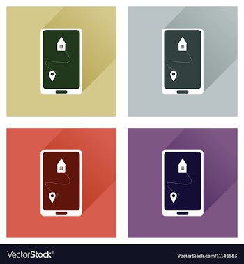 Concept of flat icons with long shadow mobile vector image