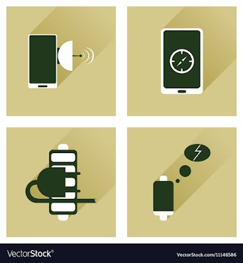 Concept of flat icons with long shadow mobile vector image