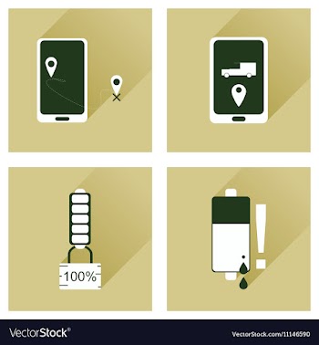 Concept of flat icons with long shadow mobile vector image