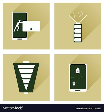Concept of flat icons with long shadow mobile vector image