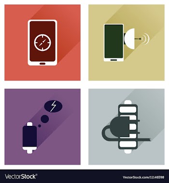 Concept of flat icons with long shadow mobile vector image