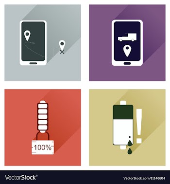 Concept of flat icons with long shadow mobile vector image