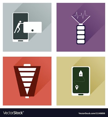 Concept of flat icons with long shadow mobile vector image