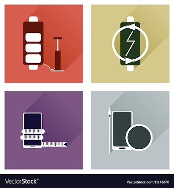 Concept of flat icons with long shadow mobile vector image