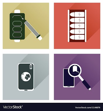 Concept of flat icons with long shadow mobile vector image